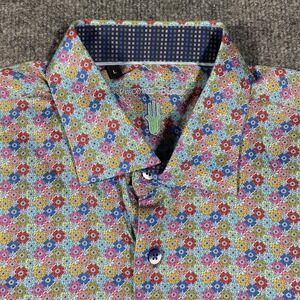 Luchiano Visconti Short Sleeve Button Shirt Mens Large Abstract Geometric Print